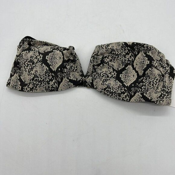 NEW Andie Swim The Scala Bikini Top Womens SZ Medium Snakeskin Print Charcoal - Picture 1 of 4